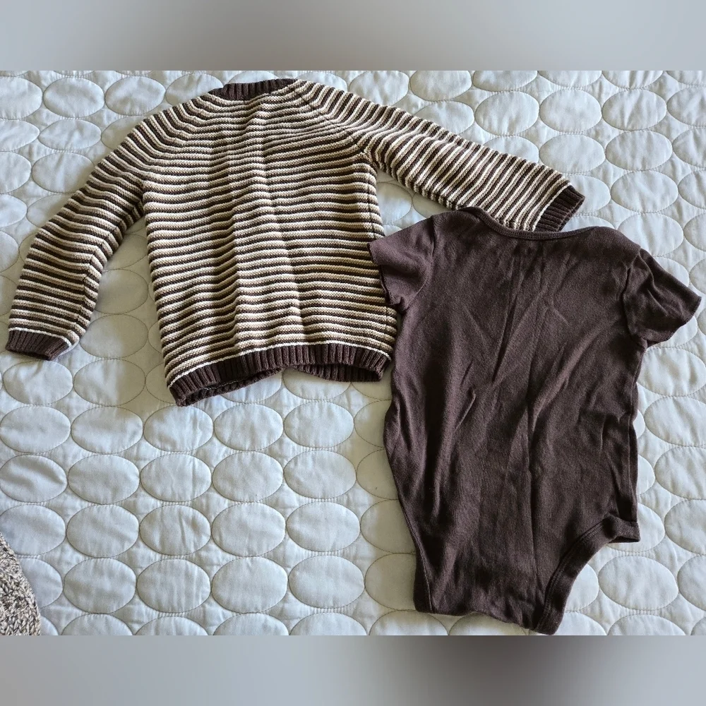 Baby Gap Striped Organic Cotton Onsie Cardigan Sweater 6-12 Cottagecore Scandi